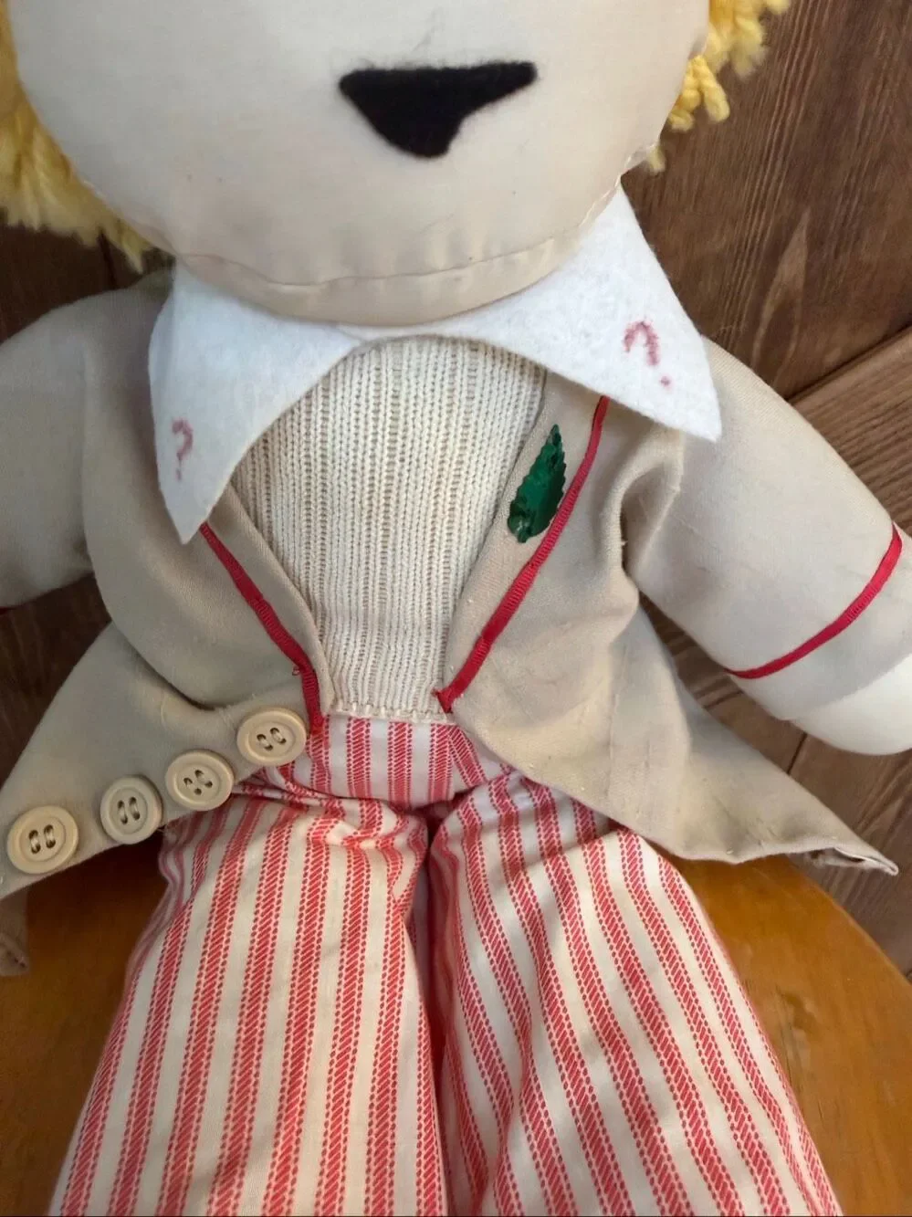 Doctor Who Handmade Doll Blonde Yarn Hair Striped Pants Soft Plush Figure (7950)